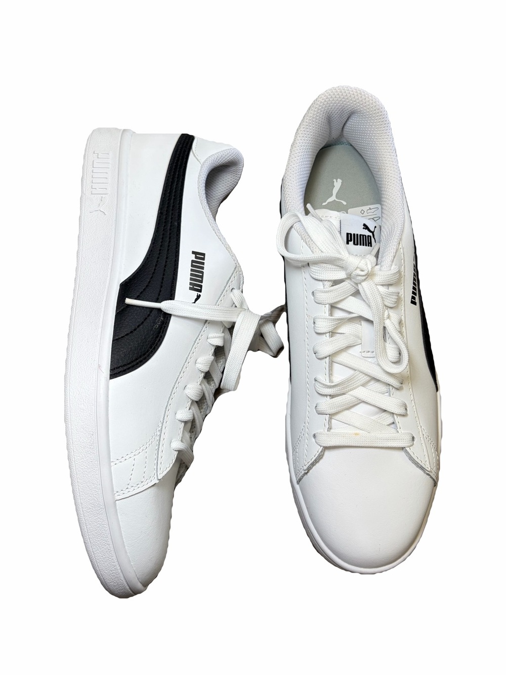 Puma Smash v2 White Black Leather Low Top Sneakers Shoes Sz 10.5 Men’s
